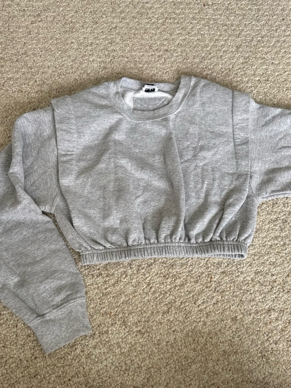 Cropped Grey Sweatshirt - Casual Pullover